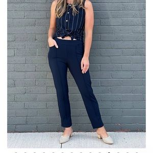 MiiK Christal pull-on pintuck dress pant in navy XXL